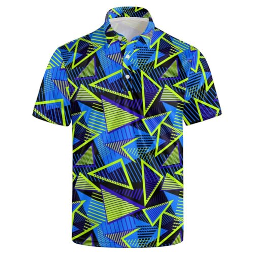 Amazon.com: Men's Classic Golf Shirt 80s Geometric Short